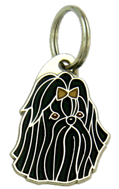 Shih tzu preto <br> (placa de identificação para cães, Gravado incluído)